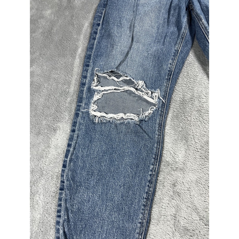 New American Eagle Jeans Women 10 Blue Distressed Highest Rise Mom Jean - Picture 5 of 14